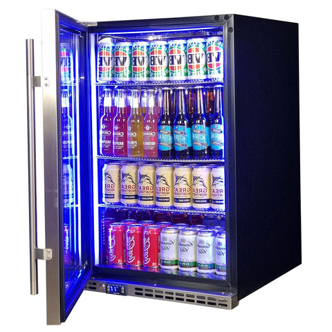 Schmick Stainless Steel Quiet Front Venting Under Bench Heated Glass Door Bar Fridge - Model SK146L-HD