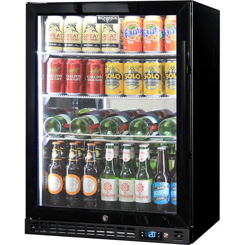 Schmick Quiet Running Front Venting Under Bench Heated Glass Door Bar Fridge - Model SK156L-B-HD