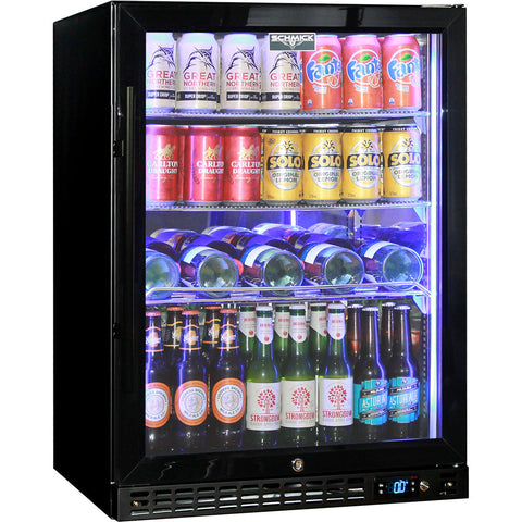 Schmick Quiet Running Front Venting Under Bench Heated Glass Door Bar Fridge - Model SK156R-B-HD