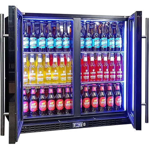 Schmick Twin Door Quiet Running Black Triple Glazed Glass Door Bar Fridge - Model SK246-B