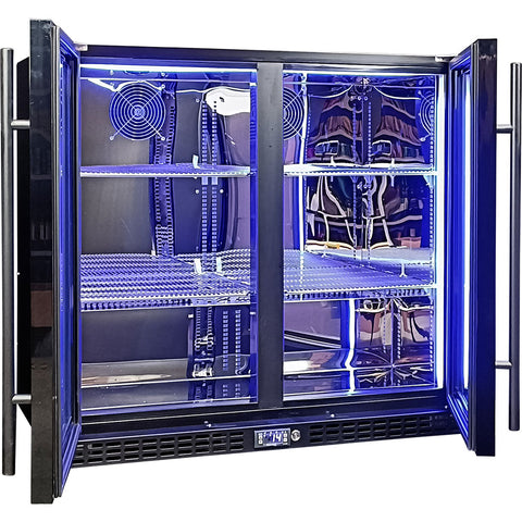 Schmick Twin Door Quiet Running Black Heated Glass Door Bar Fridge - Model SK246-B-HD