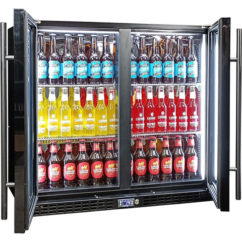 Schmick Twin Door Quiet Running Black Triple Glazed Glass Door Bar Fridge - Model SK246-B