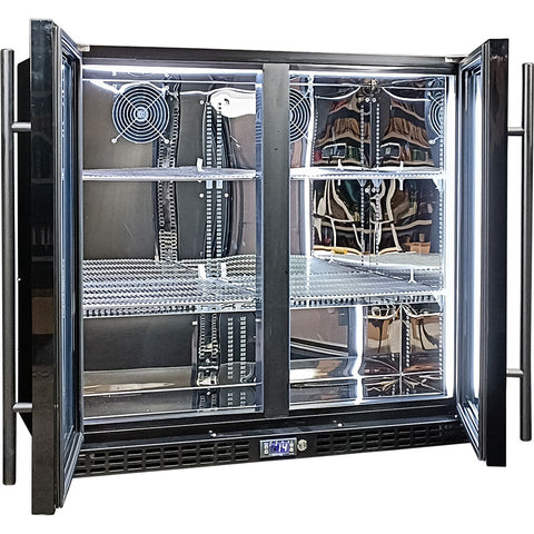 Schmick Twin Door Quiet Running Black Triple Glazed Glass Door Bar Fridge - Model SK246-B
