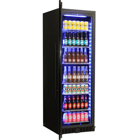 Schmick Black Upright Glass Door Drinks Refrigerator - Model BD425B-B Left Hinged