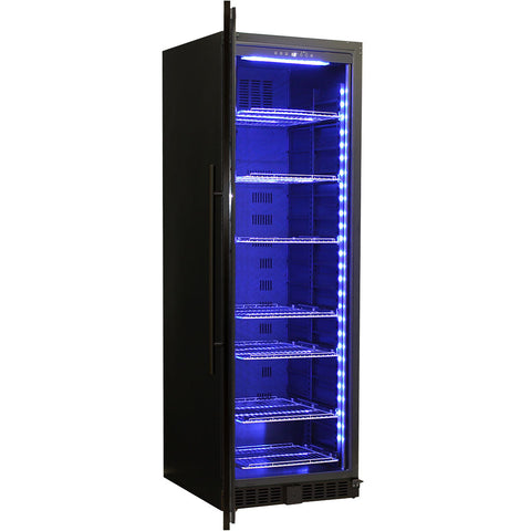 Schmick Black Upright Glass Door Drinks Refrigerator - Model BD425B-B Left Hinged