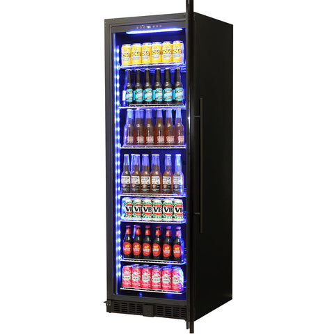 Schmick Black Upright Glass Door Drinks Refrigerator - Model BD425RB-B Right Hinged