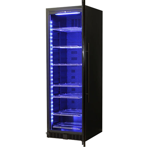 Schmick Black Upright Glass Door Drinks Refrigerator - Model BD425RB-B Right Hinged