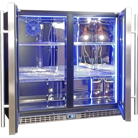 Schmick Twin Door Quiet Running Stainless Steel Heated Glass Door Bar Fridge - Model SK246-HD