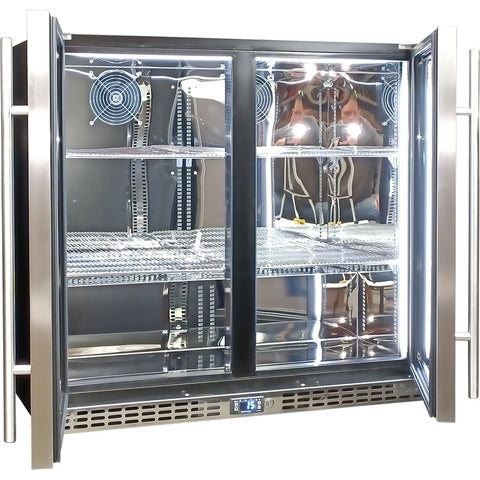 Schmick Twin Door Quiet Running Stainless Steel Heated Glass Door Bar Fridge - Model SK246-HD