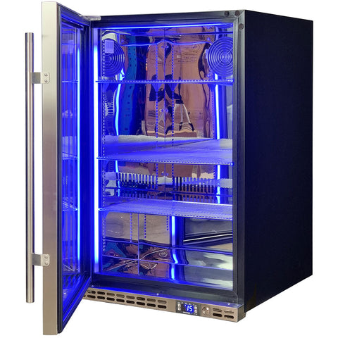 Schmick Stainless Steel Quiet Front Venting Under Bench Heated Glass Door Bar Fridge - Model SK146L-HD