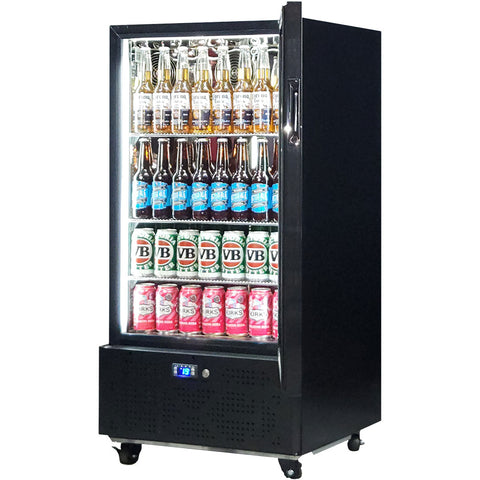 Schmick Short Upright Heated Glass 1 Door Bar Fridge - Model SK220R-B-HD