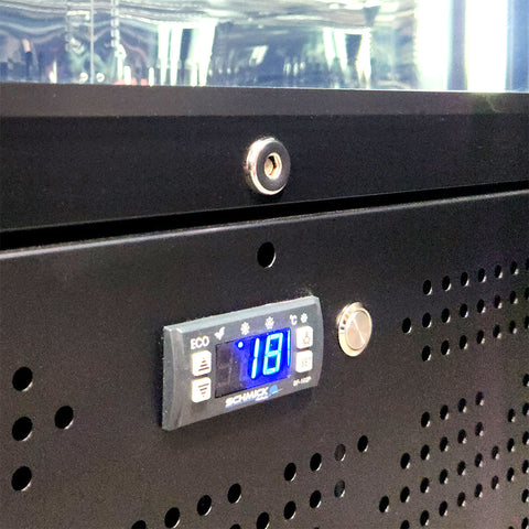 Schmick Short Upright Heated Glass 1 Door Bar Fridge - Model SK220R-B-HD