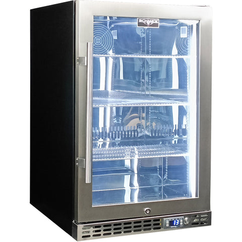 Schmick Quiet Running Front Venting Under Bench Heated Glass Door Bar Fridge Model SK116R-HD
