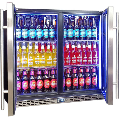 Schmick Twin Door Quiet Running Stainless Triple Glazed Glass Door Bar Fridge - Model SK246-SS
