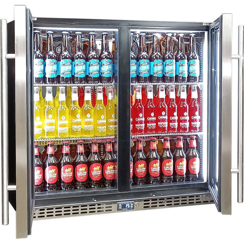 Schmick Twin Door Quiet Running Stainless Triple Glazed Glass Door Bar Fridge - Model SK246-SS