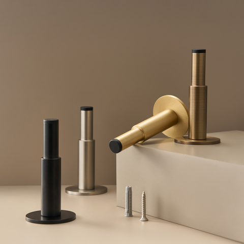 Smooth Pillar Solid Brass Door Stop | Gold