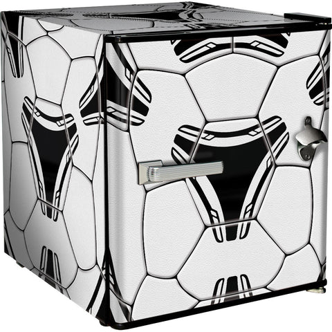Funky Soccer Ball Football Design Mini Bar Fridge With Handle And Opener - Add Your Name - Model BC46B-SOCCER