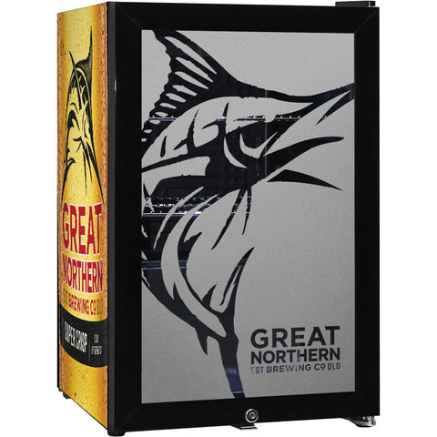 Great Northern Super Crisp Branded Glass Door Bar Fridge With Cool Frosted Door Logo - Model SC70-B-GNBC-CRISP