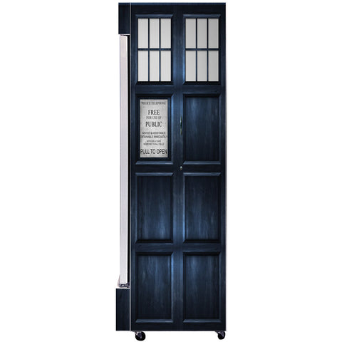 Police Box Branded Design - Upright Quiet Running Glass Door Bar Fridge - Model SC372W-PB