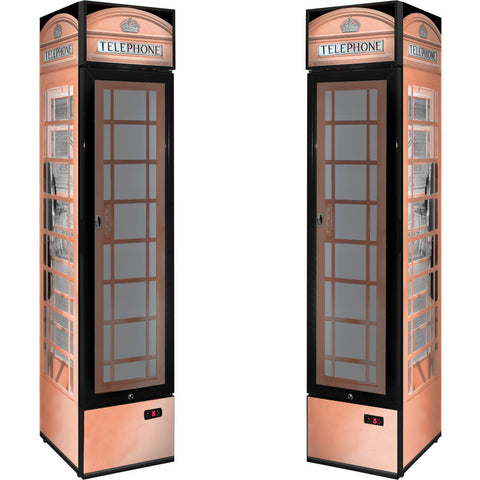 Pastel multi-coloured options Skinny Upright Bar Fridge With Telephone Box Design - Model SS-P160FA-TB-V2