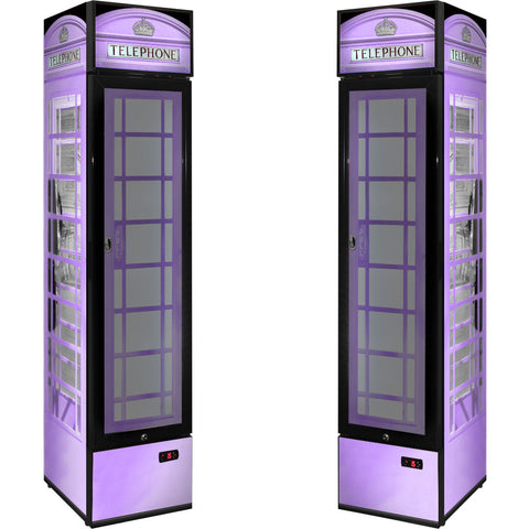Pastel multi-coloured options Skinny Upright Bar Fridge With Telephone Box Design - Model SS-P160FA-TB-V2