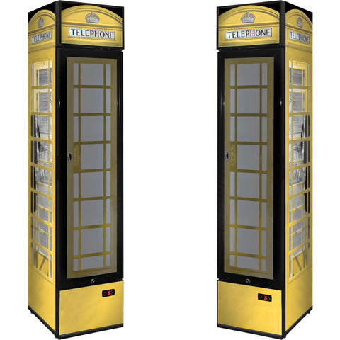 Pastel multi-coloured options Skinny Upright Bar Fridge With Telephone Box Design - Model SS-P160FA-TB-V2