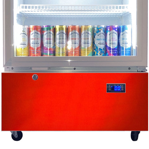 Telephone Box Branded Design - Upright Quiet Running Glass Door Bar Fridge - Model SC372W-TB