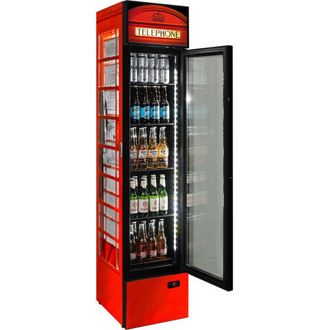 Branded Skinny Upright Bar Fridge With Telephone Box Design - Model SS-P160FA-TB