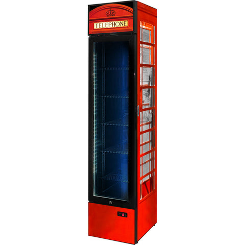 Branded Skinny Upright Bar Fridge With Telephone Box Design - Model SS-P160FA-TB