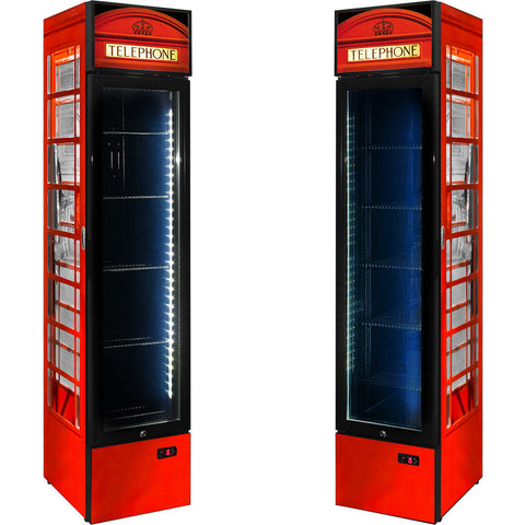 Branded Skinny Upright Bar Fridge With Telephone Box Design - Model SS-P160FA-TB