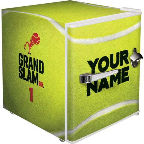 Retro Tennis Ball Vintage Mini Bar Fridge With Opener - Add Your Own Name - Model BC46W-TENNIS