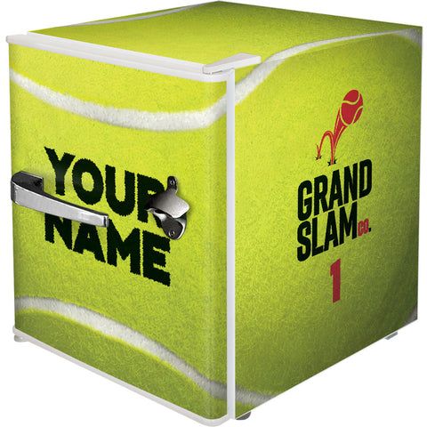 Retro Tennis Ball Vintage Mini Bar Fridge With Opener - Add Your Own Name - Model BC46W-TENNIS