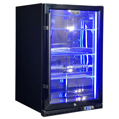 Schmick Black Quiet Front Venting Under Bench Heated Glass Door Bar Fridge - Model SK146R-B-HD