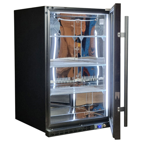 Schmick Black Quiet Front Venting Under Bench Heated Glass Door Bar Fridge - Model SK146R-B-HD