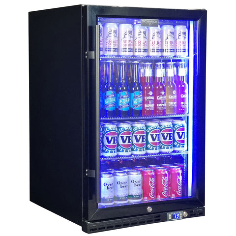 Schmick Black Quiet Front Venting Under Bench Heated Glass Door Bar Fridge - Model SK146R-B-HD