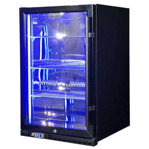 Schmick Black Quiet Front Venting Under Bench Heated Glass Door Bar Fridge - Model SK146L-B-HD