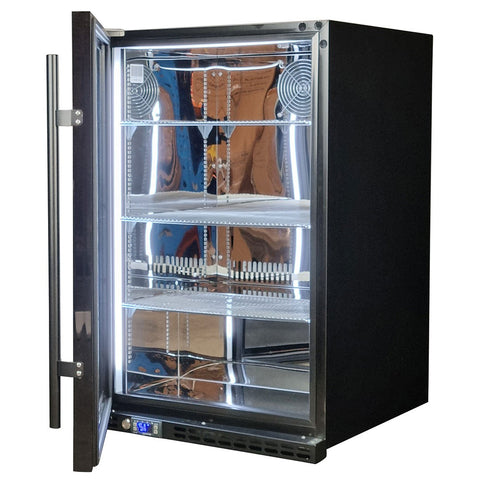 Schmick Black Quiet Front Venting Under Bench Heated Glass Door Bar Fridge - Model SK146L-B-HD