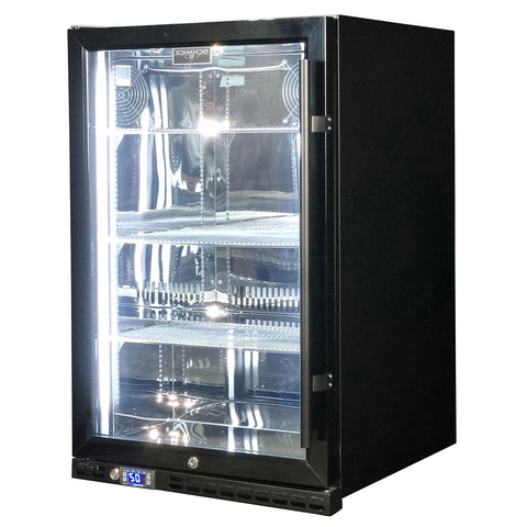 Schmick Black Quiet Front Venting Under Bench Heated Glass Door Bar Fridge - Model SK146L-B-HD