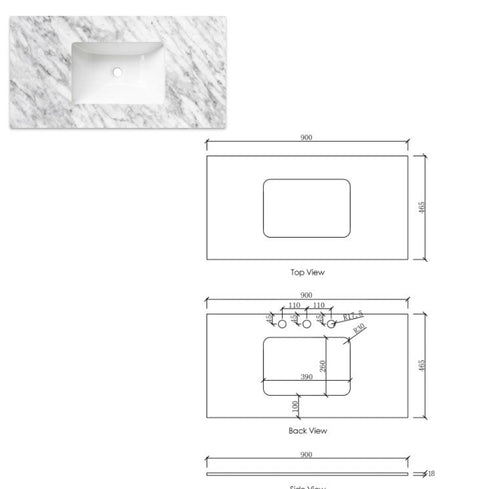 BOSTON Wall Hung Vanity 900mm Matte White-Clearance