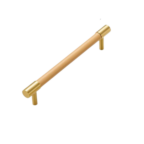 Kara Solid Brass & Leather Handle | Gold & Beige