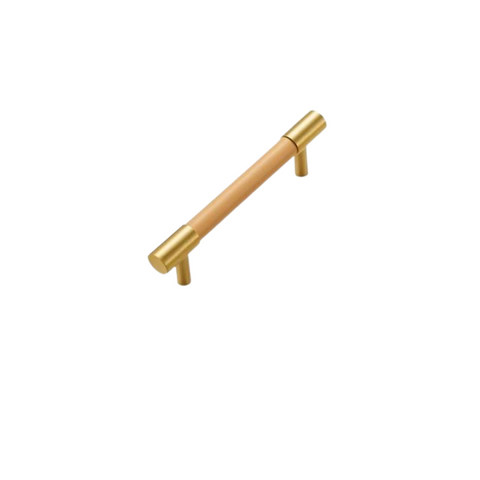 Kara Solid Brass & Leather Handle | Gold & Beige