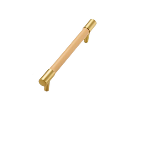Kara Solid Brass & Leather Handle | Gold & Beige