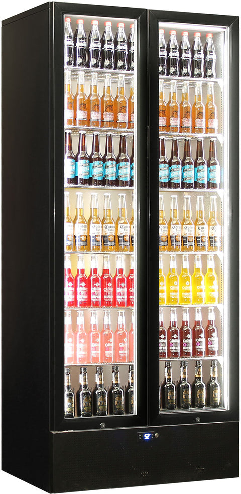 Schmick Upright Classy Energy Efficient 2 Door Heated Glass Bar Fridge - Model SK668-B-HD