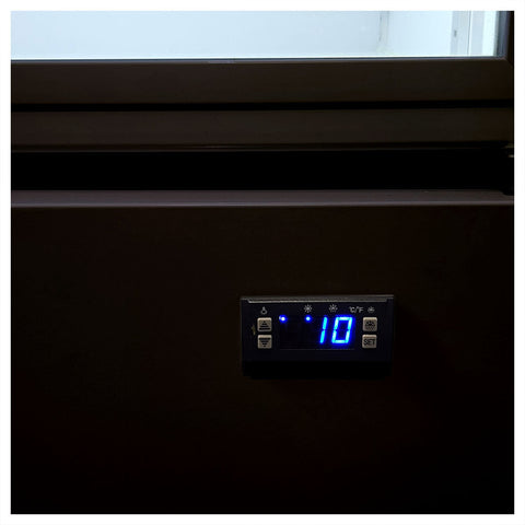Lest We Forget Upright Quiet Running Black Glass Door Bar Fridge - Model SC372B-LWF