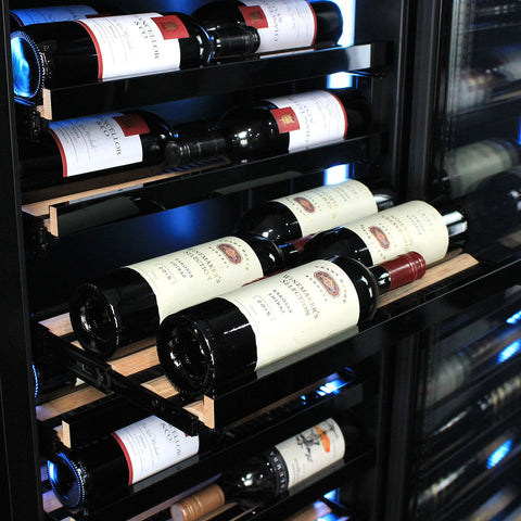 Upright Slim Depth Quiet Running Glass Front Beer And Wine Fridge With 5 x LED Colour Options - Model SK168-Combo