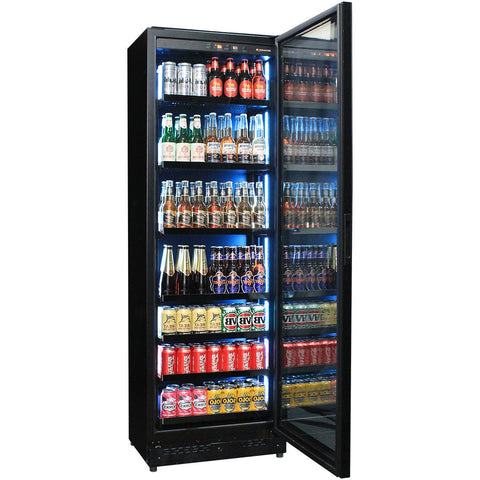 Upright Super Slim Depth Quiet Running Glass Front Beer Fridge With 5 x LED Colour Options - Model SK168RB