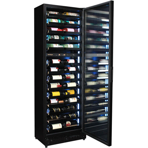 Upright Super Slim Depth Quiet Running Glass Front 2 Zone Wine Fridge With 5 x LED Colour Options - Model SK168D