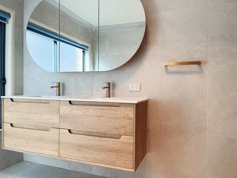 Vanity BYRON Double Bowl Wall Hung 1200mm Natural Oak
