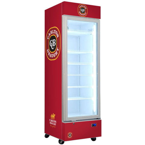 Carlton Draught - Upright Quiet Running Glass Door Bar Fridge - Model SC372W-CD