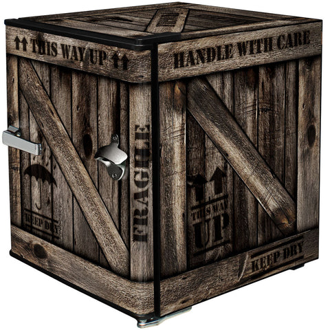Cool Wooden Crate Design Mini Bar Fridge - A Great Gift Idea - Model BC46B-CRATE
